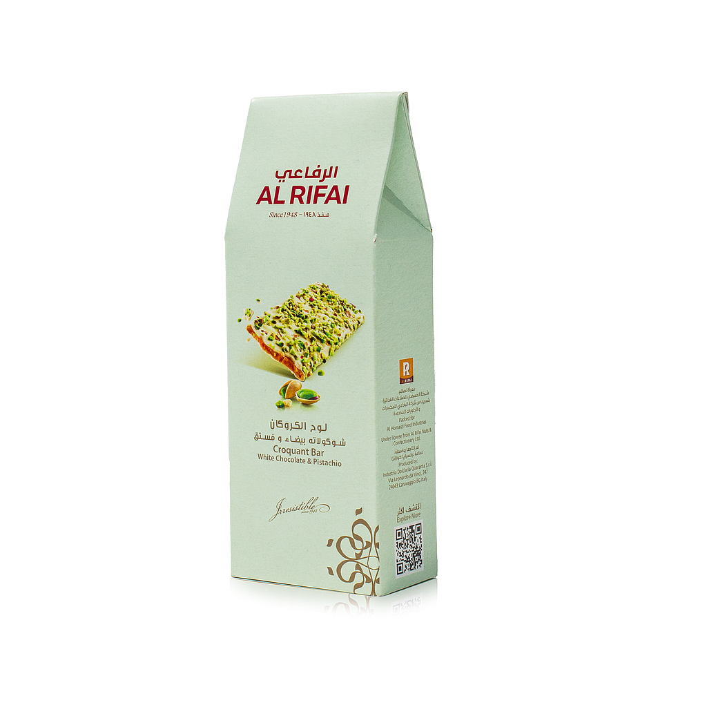 Pistachio &amp; White Choco Croquant Bar 120 gm